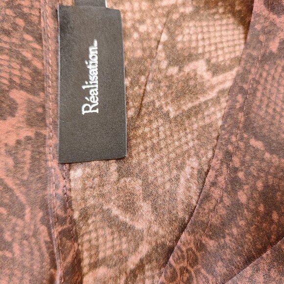 Realisation Par The Gia in Python Women Silk Maxi Dress Round Neck Long Sleeve - Picture 10 of 12